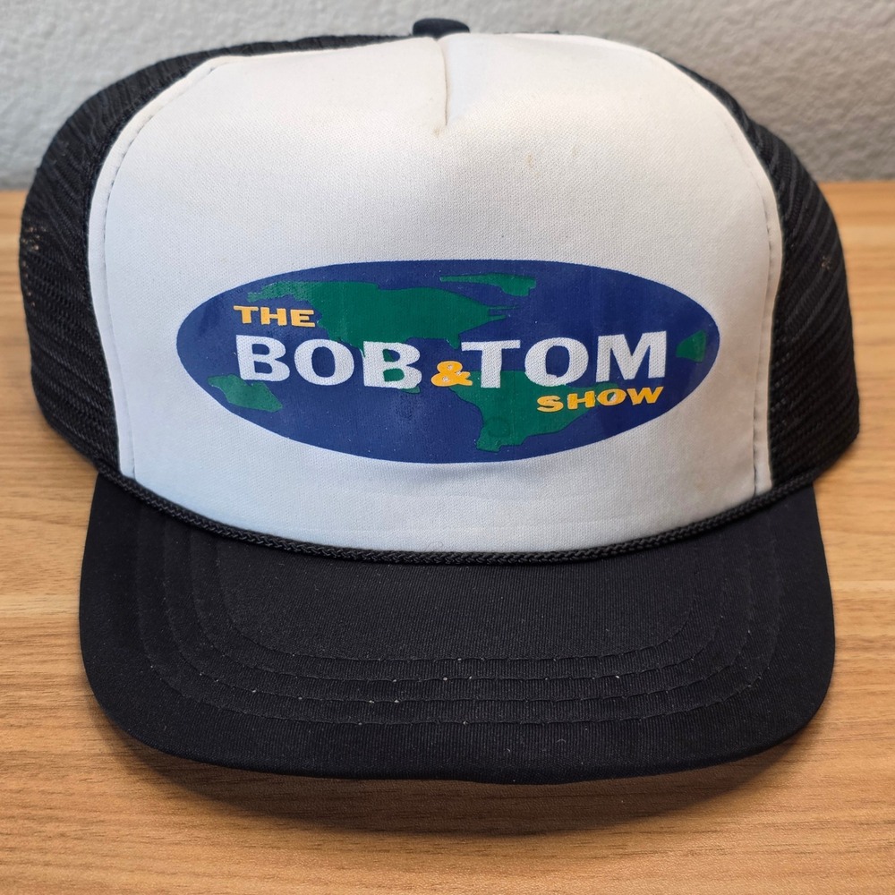The Bob & Tom Show Radio Black White Mesh Trucker Hat Vintage Snapback One Size